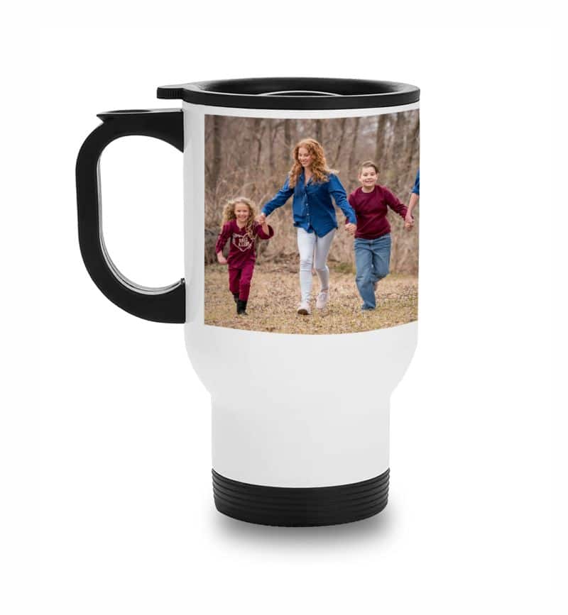 VG Personalized Stainless Steel Travel Mug - White