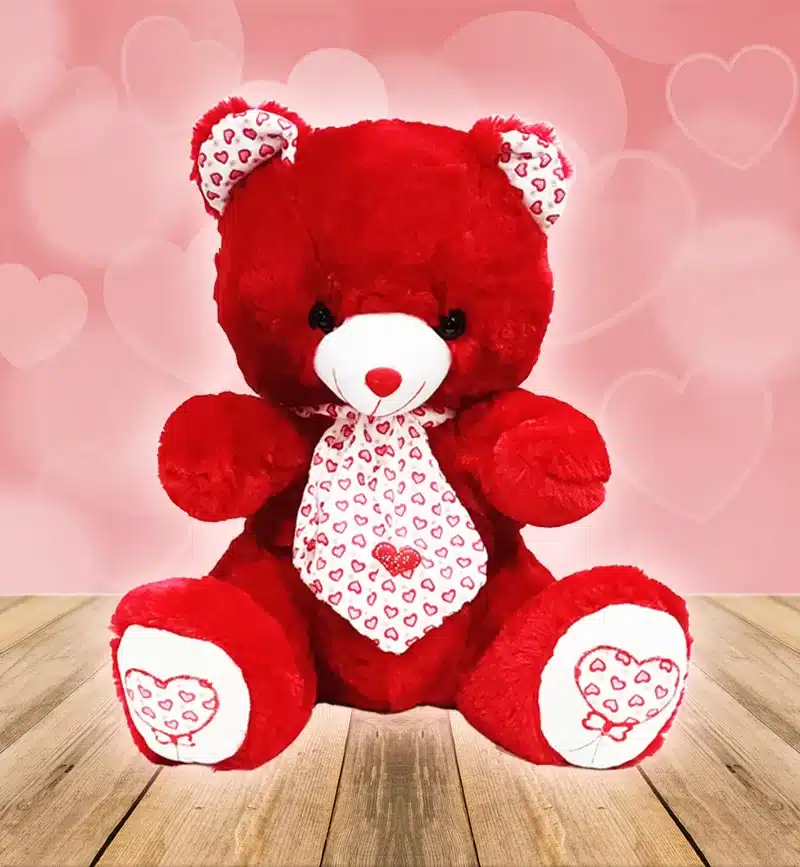 red-soft-teddy-bear